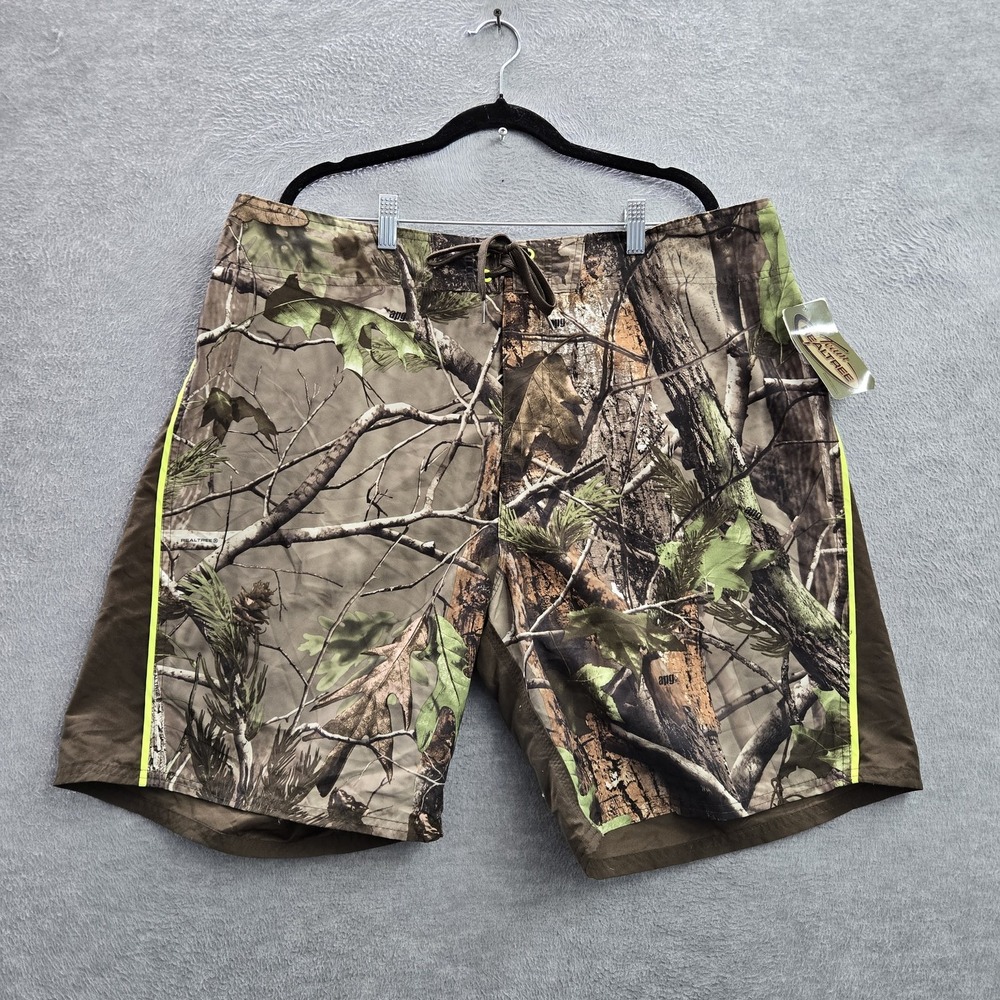 Realtree Men Swimwear 40 Olive Green Board Short Camouflage Microfiber NWT
